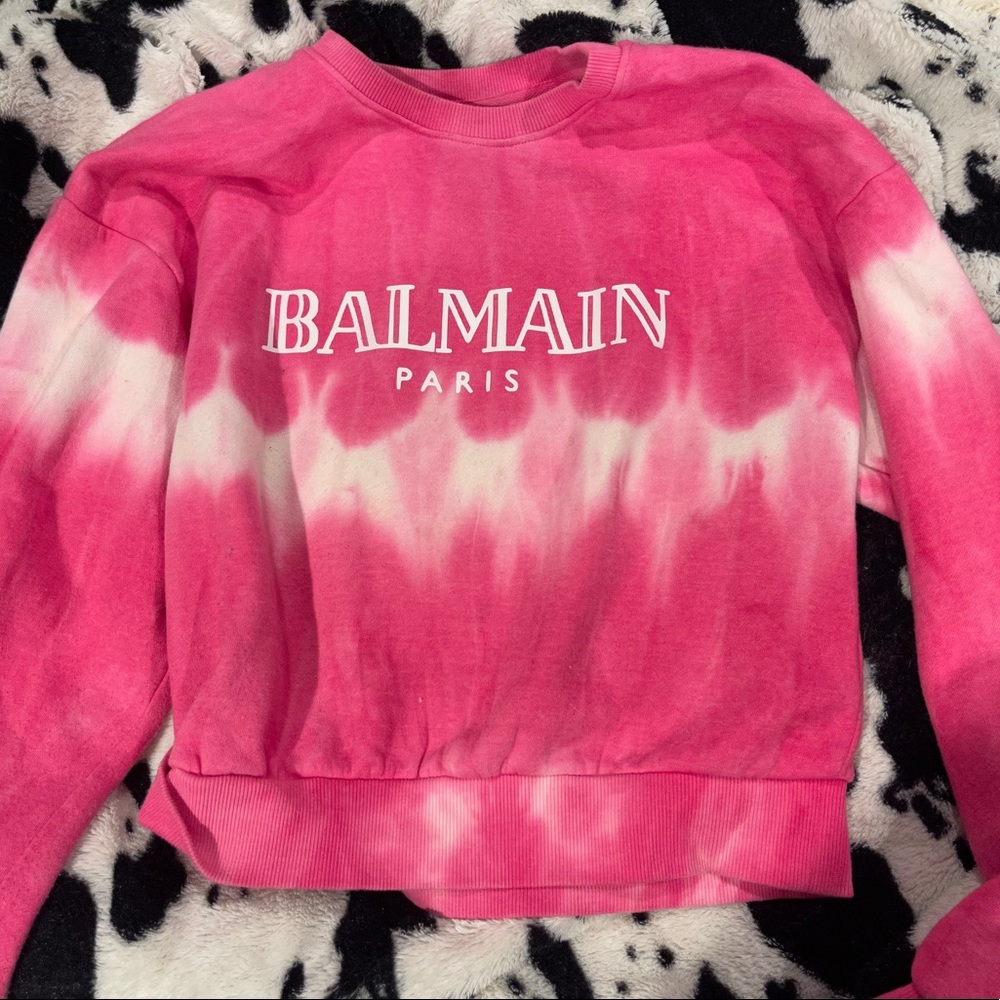 BALMAIN LOGO CROPPED SWEATSHIRT
